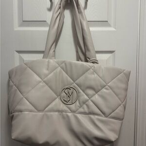 Elegant Cream Quilted Tote Bag
